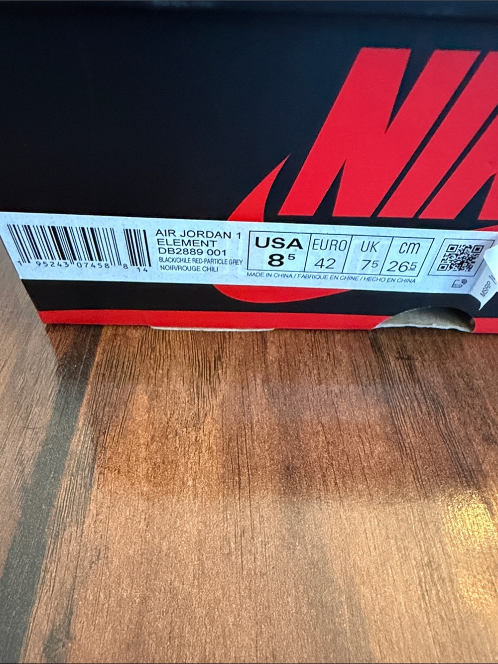 Jordan 1 Element High Black, Gray, Green with Red Logo - Picture 6 of 6